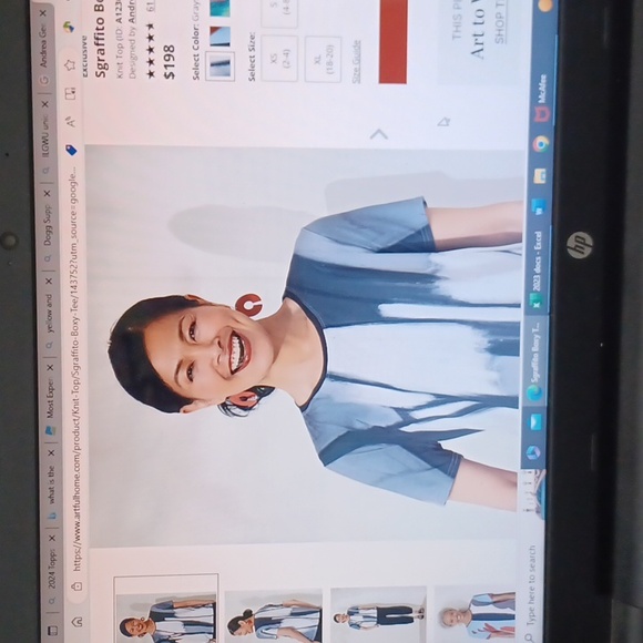 Wearable Art by Andrea Geer Wmn Small Sgraffito Boxy Tee in Greyscale - Picture 8 of 8